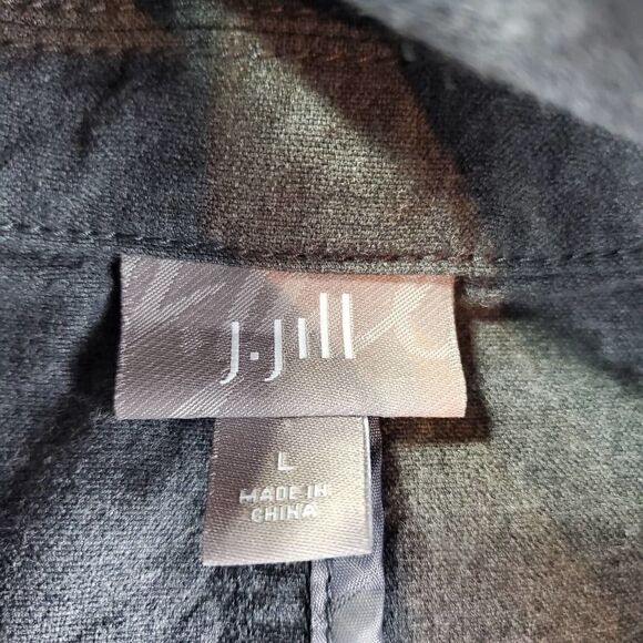 J. Jill Blazer Women Large Gray Twill Blend Button Jacket - Picture 2 of 7